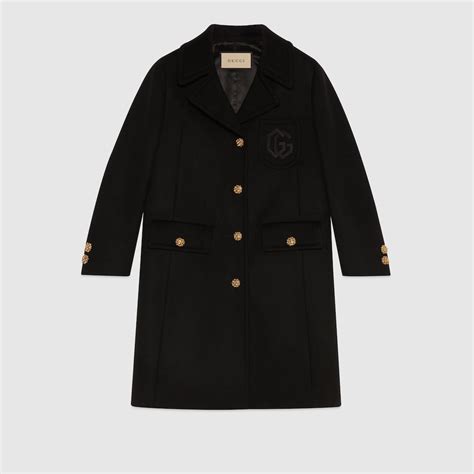 Gucci Cappotto in lana con ricamo Ancora